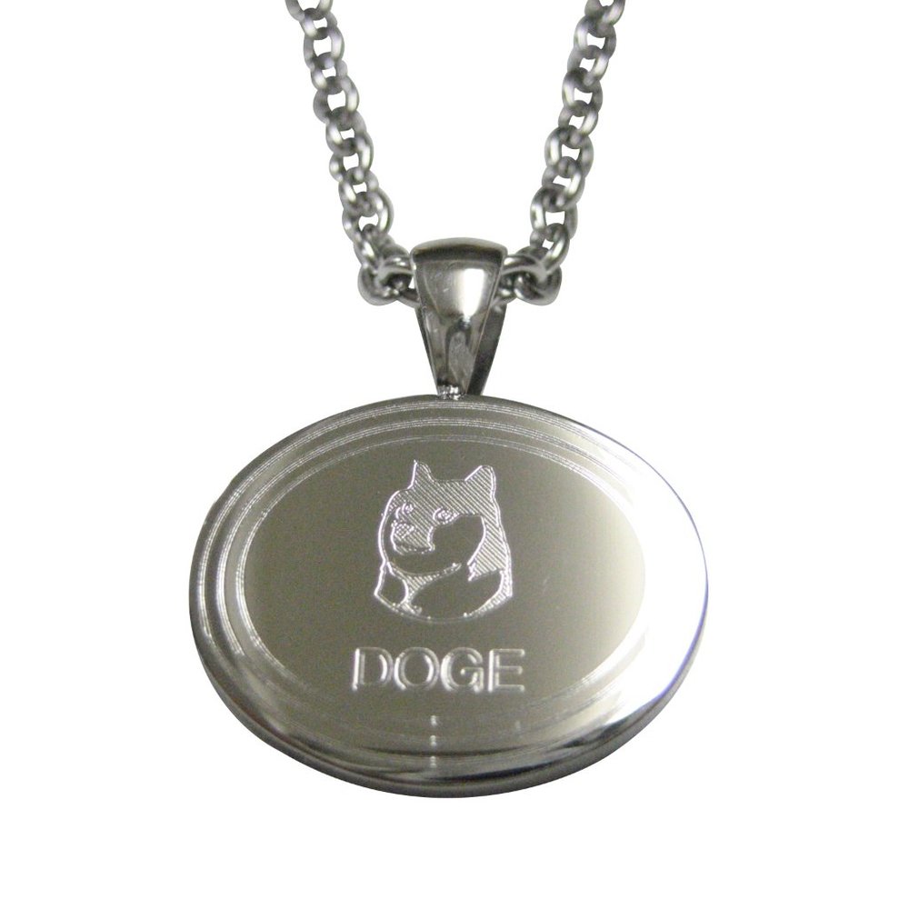 Etched Doge Coin Cryptocurrency Blockchain With Shiba Dog Pendant Necklace
